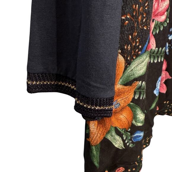 Desigual Size L Embellished Floral‎ V-Neck Blouse Maximalist Dark Fairy Grunge - Picture 6 of 13